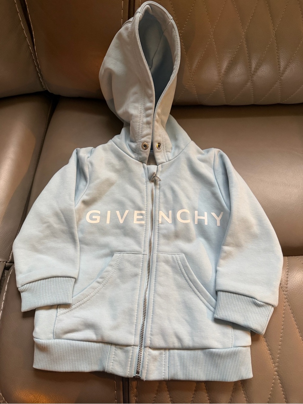Givenchy Kids Blue Zip-Up Hoodie with Logo